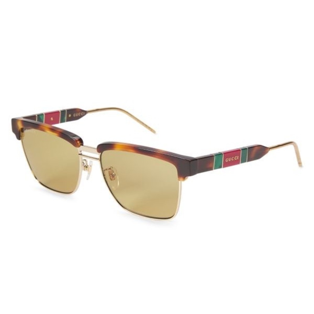 Gucci Tortoise Half Frame Sunglasses with Gold Accents